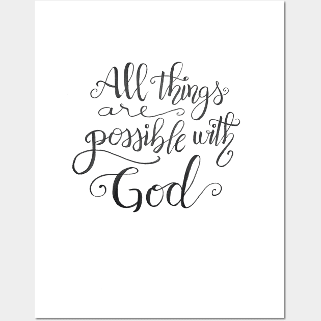 All Things Are Possible with God Quote Wall Art by Lady Lilac